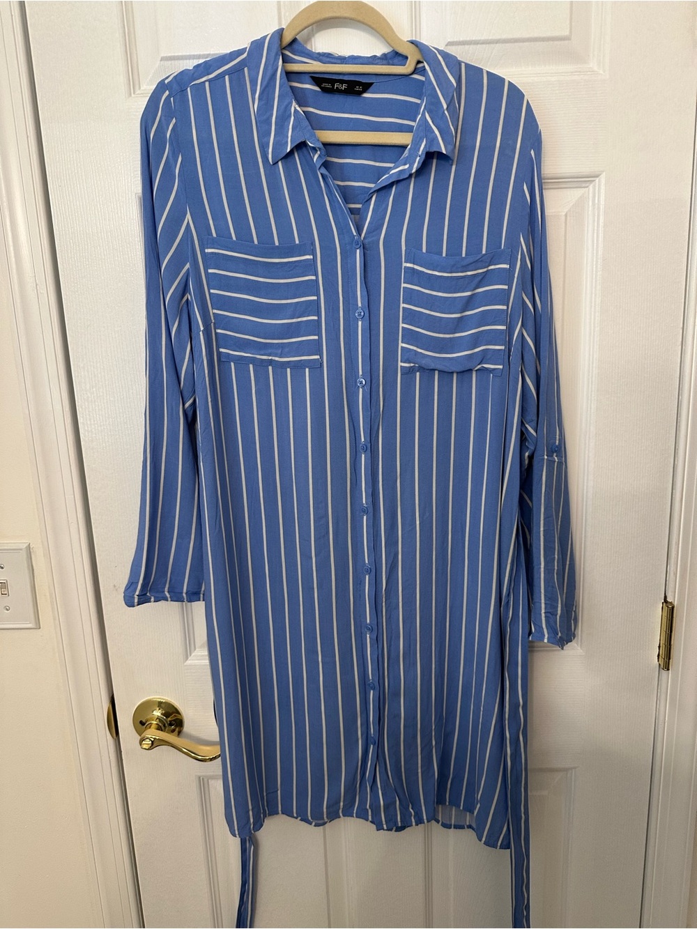 F&F Blue and White Striped Shirt Dress